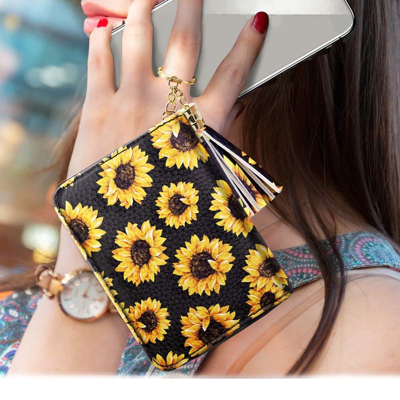 Coco Rossi Women's Card Case RFID Cute Flowers Small Wallet Card Holder, Sunflower - Image 5